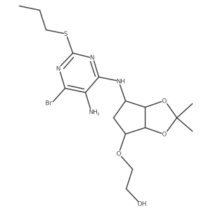 Ethanol, 2-[[(3aR,4S,6R,6aS)-6-[[5-amino-6-bromo-2-(propylthio)-4-pyrimidinyl]amino]tetrahydro-2,2-dimethyl-4H-cyclopenta-1,3-dioxol-4-yl]oxy]-结构式