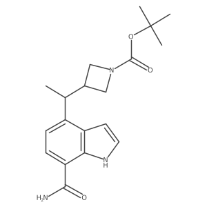 tert-butyl 3-(1-(7-carbamoyl-1H-indol-4-yl)ethyl)azetidine-1-carboxylate结构式