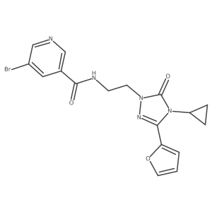 5-bromo-N-(2-(4-cyclopropyl-3-(furan-2-yl)-5-oxo-4,5-dihydro-1H-1,2,4-triazol-1-yl)ethyl)nicotinamide结构式