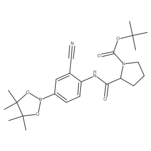 (S)-tert-butyl 2-((2-cyano-4-(4,4,5,5-tetramethyl-1,3,2-dioxaborolan-2-yl)phenyl)carbamoyl)pyrrolidine-1-carboxylate结构式