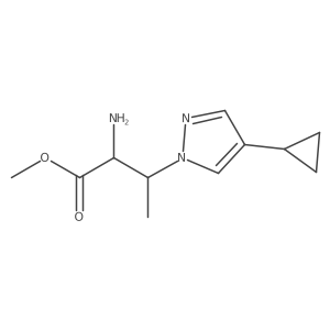 methyl 2-amino-3-(4-cyclopropyl-1H-pyrazol-1-yl)butanoate结构式