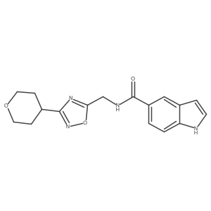 N-((3-(tetrahydro-2H-pyran-4-yl)-1,2,4-oxadiazol-5-yl)methyl)-1H-indole-5-carboxamide结构式