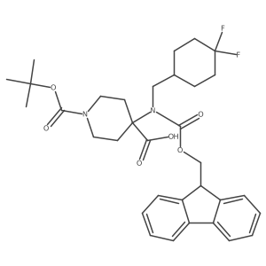 1-[(tert-butoxy)carbonyl]-4-{[(4,4-difluorocyclohexyl)methyl]({[(9H-fluoren-9-yl)methoxy]carbonyl})amino}piperidine-4-carboxylic acid结构式