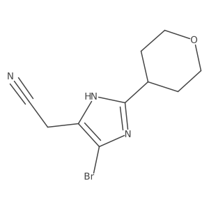 2-[4-bromo-2-(oxan-4-yl)-1H-imidazol-5-yl]acetonitrile结构式