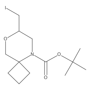 Tert-butyl 7-(iodomethyl)-8-oxa-5-azaspiro[3.5]nonane-5-carboxylate结构式