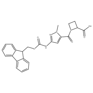 1-[3-({[(9H-fluoren-9-yl)methoxy]carbonyl}amino)-1-methyl-1H-pyrazole-5-carbonyl]azetidine-2-carboxylic acid结构式