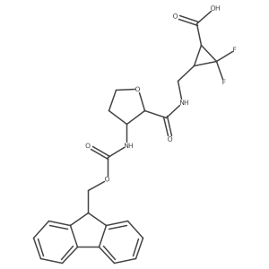 rac-3-({[(2R,3S)-3-({[(9H-fluoren-9-yl)methoxy]carbonyl}amino)oxolan-2-yl]formamido}methyl)-2,2-difluorocyclopropane-1-carboxylic acid结构式