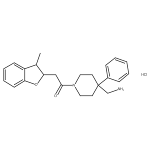 1-[4-(Aminomethyl)-4-phenylpiperidin-1-yl]-2-[(2S,3S)-3-methyl-2,3-dihydro-1-benzofuran-2-yl]ethanone;hydrochloride Structure