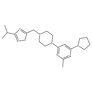 2-Methyl-4-(4-{[3-(propan-2-yl)-1,2,4-oxadiazol-5-yl]methyl}piperazin-1-yl)-6-(pyrrolidin-1-yl)pyrimidine结构式