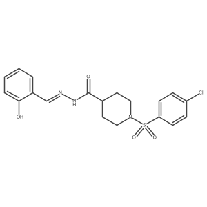 1-(4-chlorobenzenesulfonyl)-N'-[(1E)-(2-hydroxyphenyl)methylidene]piperidine-4-carbohydrazide结构式