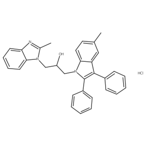 1-(2-methyl-1H-benzo[d]imidazol-1-yl)-3-(5-methyl-2,3-diphenyl-1H-indol-1-yl)propan-2-ol hydrochloride结构式
