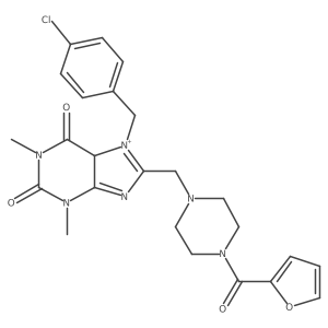 7-[(4-chlorophenyl)methyl]-8-[[4-(furan-2-carbonyl)piperazin-1-yl]methyl]-1,3-dimethyl-5H-purin-7-ium-2,6-dione结构式