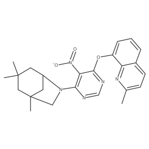 1,3,3-Trimethyl-6-[6-[(2-methyl-8-quinolinyl)oxy]-5-nitro-4-pyrimidinyl]-6-azabicyclo[3.2.1]octane Structure