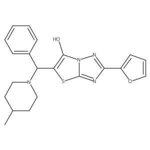 2-(Furan-2-yl)-5-((4-methylpiperidin-1-yl)(phenyl)methyl)thiazolo[3,2-b][1,2,4]triazol-6-ol结构式