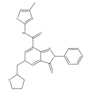 N-(4-methylthiazol-2-yl)-3-oxo-2-phenyl-5-((tetrahydrofuran-2-yl)methyl)-3,5-dihydro-2H-pyrazolo[4,3-c]pyridine-7-carboxamide结构式