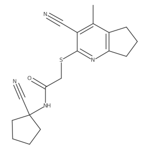 2-({3-cyano-4-methyl-5H,6H,7H-cyclopenta[b]pyridin-2-yl}sulfanyl)-N-(1-cyanocyclopentyl)acetamide结构式