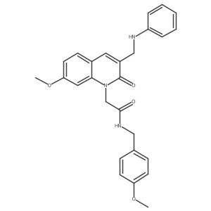 2-(7-methoxy-2-oxo-3-((phenylamino)methyl)quinolin-1(2H)-yl)-N-(4-methoxybenzyl)acetamide Structure