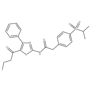 Ethyl 2-(2-(4-(isopropylsulfonyl)phenyl)acetamido)-4-phenylthiazole-5-carboxylate Structure