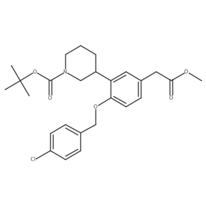 Tert-butyl 3-(2-((4-chlorobenzyl)oxy)-5-(2-methoxy-2-oxoethyl)phenyl)piperidine-1-carboxylate结构式