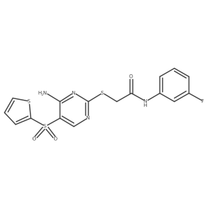 2-{[4-amino-5-(thiophene-2-sulfonyl)pyrimidin-2-yl]sulfanyl}-N-(3-fluorophenyl)acetamide Structure
