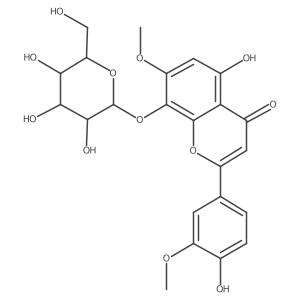 8-(I(2)-D-Glucopyranosyloxy)-5-hydroxy-2-(4-hydroxy-3-methoxyphenyl)-7-methoxy-4H-1-benzopyran-4-one结构式