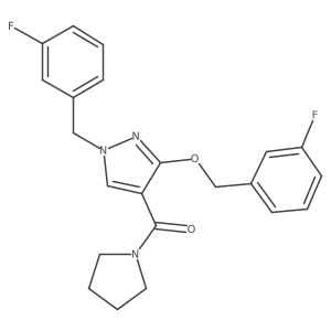 3-[(3-fluorophenyl)methoxy]-1-[(3-fluorophenyl)methyl]-4-(pyrrolidine-1-carbonyl)-1H-pyrazole结构式