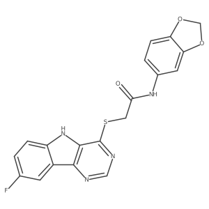 N-(2H-1,3-benzodioxol-5-yl)-2-({8-fluoro-5H-pyrimido[5,4-b]indol-4-yl}sulfanyl)acetamide结构式