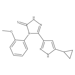 5-(3-cyclopropyl-1H-pyrazol-5-yl)-4-(2-methoxyphenyl)-4H-1,2,4-triazole-3-thiol结构式