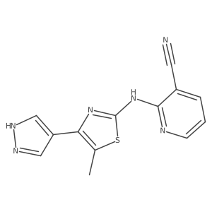 2-[[5-methyl-4-(1H-pyrazol-4-yl)-1,3-thiazol-2-yl]amino]pyridine-3-carbonitrile结构式