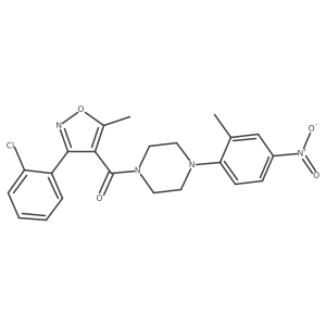 (3-(2-Chlorophenyl)-5-methylisoxazol-4-yl)(4-(2-methyl-4-nitrophenyl)piperazin-1-yl)methanone Structure