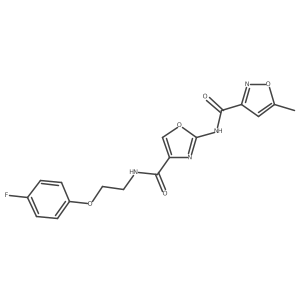 N-(4-((2-(4-fluorophenoxy)ethyl)carbamoyl)oxazol-2-yl)-5-methylisoxazole-3-carboxamide结构式
