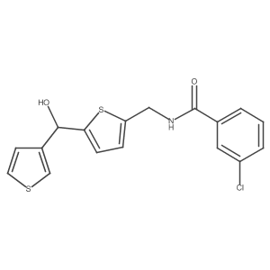 3-chloro-N-((5-(hydroxy(thiophen-3-yl)methyl)thiophen-2-yl)methyl)benzamide Structure