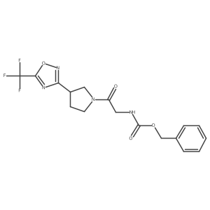Benzyl (2-oxo-2-(3-(5-(trifluoromethyl)-1,2,4-oxadiazol-3-yl)pyrrolidin-1-yl)ethyl)carbamate结构式