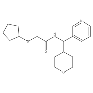 2-(cyclopentylthio)-N-(pyridin-3-yl(tetrahydro-2H-pyran-4-yl)methyl)acetamide Structure