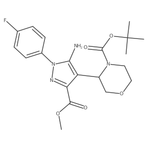 tert-butyl 3-[5-amino-1-(4-fluorophenyl)-3-(methoxycarbonyl)-1H-pyrazol-4-yl]morpholine-4-carboxylate Structure