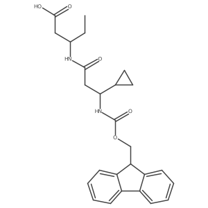 (3S)-3-[3-cyclopropyl-3-({[(9H-fluoren-9-yl)methoxy]carbonyl}amino)propanamido]pentanoic acid结构式
