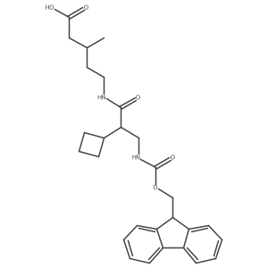 5-[2-cyclobutyl-3-({[(9H-fluoren-9-yl)methoxy]carbonyl}amino)propanamido]-3-methylpentanoic acid Structure