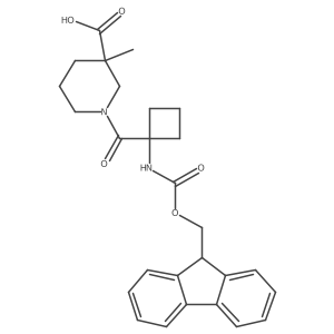 1-[1-({[(9H-fluoren-9-yl)methoxy]carbonyl}amino)cyclobutanecarbonyl]-3-methylpiperidine-3-carboxylic acid结构式