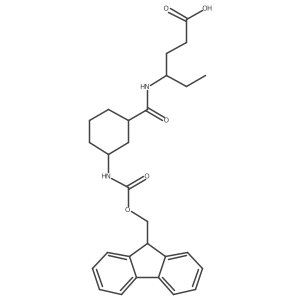 rac-4-{[(1R,3S)-3-({[(9H-fluoren-9-yl)methoxy]carbonyl}amino)cyclohexyl]formamido}hexanoic acid结构式