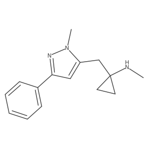 N-methyl-1-[(1-methyl-3-phenyl-1H-pyrazol-5-yl)methyl]cyclopropan-1-amine结构式