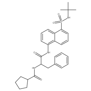(S)-N-(1-((5-(N-(tert-Butyl)sulfamoyl)naphthalen-1-yl)amino)-1-oxo-3-phenylpropan-2-yl)cyclopentanecarboxamide结构式