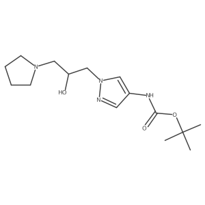 tert-butyl N-{1-[2-hydroxy-3-(pyrrolidin-1-yl)propyl]-1H-pyrazol-4-yl}carbamate结构式
