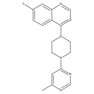 7-Fluoro-4-[4-(6-methylpyrimidin-4-yl)piperazin-1-yl]quinazoline结构式