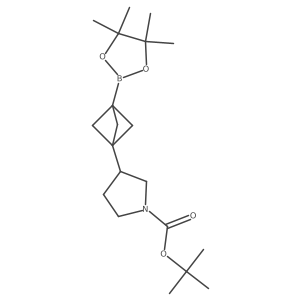 Tert-butyl 3-(3-(4,4,5,5-tetramethyl-1,3,2-dioxaborolan-2-yl)bicyclo[1.1.1]pentan-1-yl)pyrrolidine-1-carboxylate结构式