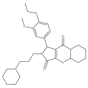 1-(4-ethoxy-3-methoxyphenyl)-2-(3-morpholin-4-ylpropyl)-4a,5,6,7,8,8a-hexahydro-1H-chromeno[2,3-c]pyrrole-3,9-dione结构式