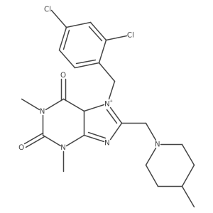 7-[(2,4-dichlorophenyl)methyl]-1,3-dimethyl-8-[(4-methylpiperidin-1-yl)methyl]-5H-purin-7-ium-2,6-dione Structure