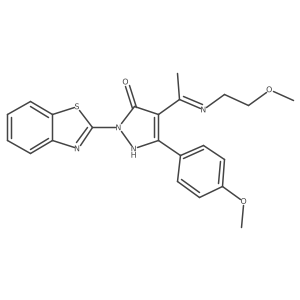 (4Z)-2-(1,3-benzothiazol-2-yl)-4-{1-[(2-methoxyethyl)amino]ethylidene}-5-(4-methoxyphenyl)-2,4-dihydro-3H-pyrazol-3-one Structure