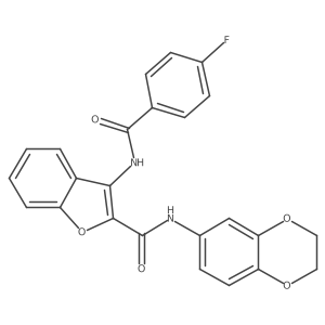 N-(2,3-dihydrobenzo[b][1,4]dioxin-6-yl)-3-(4-fluorobenzamido)benzofuran-2-carboxamide Structure