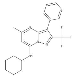 N-cyclohexyl-5-methyl-3-phenyl-2-(trifluoromethyl)pyrazolo[1,5-a]pyrimidin-7-amine Structure
