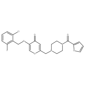 5-((2-chloro-6-fluorobenzyl)oxy)-2-((4-(furan-2-carbonyl)piperazin-1-yl)methyl)-4H-pyran-4-one结构式